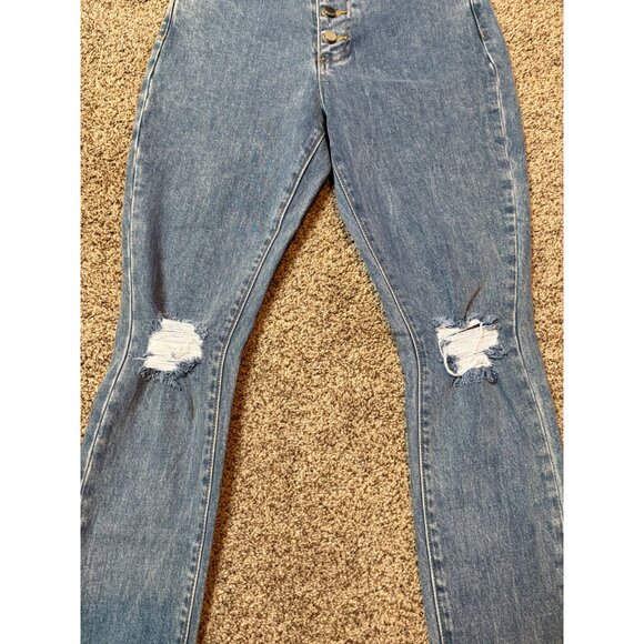 NEW WEWOREWHAT Denim the Danielle High-Rise Vintage Straight Jeans Distressed 25 - Picture 4 of 14